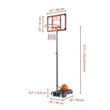Image of Basketball Hoop 4-10 ft Adjustable Height Backboard System Basketball Set