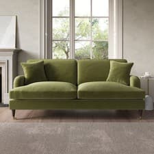 Image of Olive Green Velvet 3 Seater Sofa - Payton SOF162