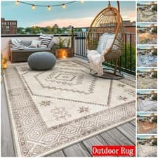 Image of Outdoor Rug Garden Geometric Large Washable Patio Area Non Slip Deck Floor Mat