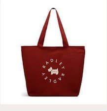 Image of Radley London Large Zip Top Soft Canvas In The Round Red Tote Bag Bnwt