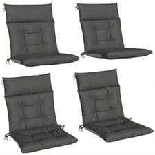 Image of Outsunny Garden Chair Cushions Set of 4, Waterproof Seat Pads, Dark Grey