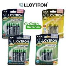 Image of LLOYTRON AA 800-2700 mAh AAA 550-1100 mAh RECHARGEABLE BATTERIES PRECHARGED NiMH