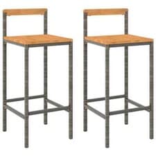 Image of Bar Stools Dining wooden Chair Rattan Garden Outdoor Kitchen Bar itzcominghome