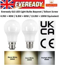 Image of LED GLS Light Bulbs 40W 60W 100W Warm Cool Daylight BC B22 ES E27 Bayonet Globe