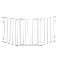 Image of PawHut Pet Safety Gate 3 Panels Playpen Metal Fence W/ Walk Through Door White