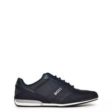 Image of BOSS Mens Trainers Dark Blue Casual Sneakers With Logo - Saturn Lowp Size 9