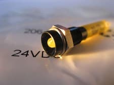 Image of Yellow LED Indicator, 24V, 6mm Panel Mount Size, Recessed, 3mm Lamp size.