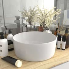 Image of vidaXL Luxury Wash Basin Round Matt White 40x15 cm Ceramic