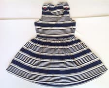 Image of Ralph Lauren Baby Girls Striped Cotton Dress With Bloomers 9,12,18,24 months