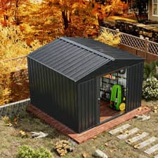 Image of 8 x 10 FT Garden Shed Storage Shed Waterproof with Slide Door and Vents, Grey