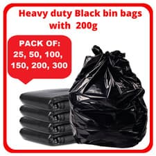 Image of EXTRA STRONG BLACK HEAVY DUTY BIN LINERS BAGS RUBBISH WASTE REFUSE SACKS 200G UK