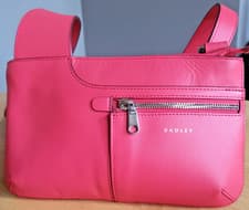 Image of RADLEY Pockets Icon Leather Mini Zip Top Crossbody in Lava Red BNWT