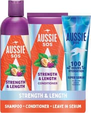 Image of Aussie Strength & Length Shampoo, Conditioner & Super Serum Leave in Treatment S