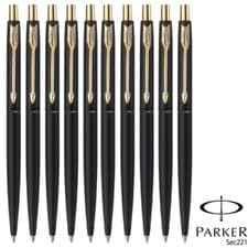Image of PERSONALISED ENGRAVED PARKER CLASSIC MATTE BLACK GOLD BALLPEN - CHRISTMAS GIFT