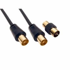 Image of 15M TV Aerial Cable & Coupler - RF Coaxial Television Extension Fly Lead Gold