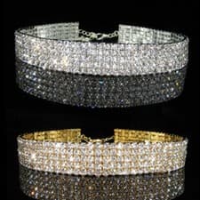 Image of 5 Row made with Swarovski Crystal 925 Gold  / Silver Plated Choker Necklace