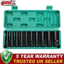 Image of 10PCS Deep Impact Socket Set 6 Point Metric 10 - 24mm 1/2 Inch Drive Heavy Duty