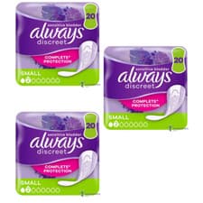 Image of ALWAYS DISCREET SMALL PADS 20 PACK 20 Pads , Pack Of 3
