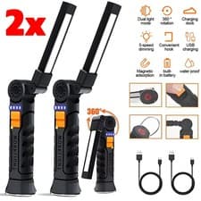 Image of 2PCS Rechargeable Magnetic Work LED Light Cordless COB Inspection Lamp Torch USB