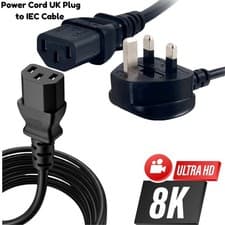 Image of UK Kettle 13A Lead Power Cable IEC C13 Mains 1m, 2m, 2.5m, 3m,4m,5m, 6m,10m LOT