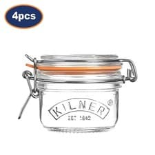 Image of Kilner Glass Storage Jar Clip Top Lid Round 125ml Small Clear Container Set of 4