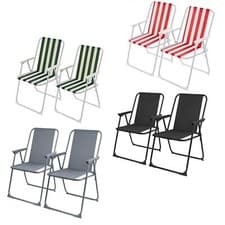 Image of Set Of 2 Folding Chair Garden Patio Picnic Camping Beach Fishing Outdoor Seat