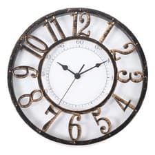 Image of Vintage Wall Clock 12 Inch, Ornate Metal Clock, Gold