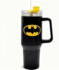Image of Batman Travel Mug Insulated Tumbler 1200ml DC Handle Straw Hot Cold Flask
