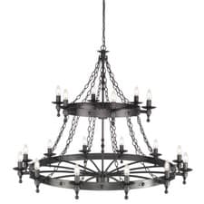 Image of 18 Bulb Chandelier 2 Tier Hand Crafted Graphite Finish Black LED E14 60W
