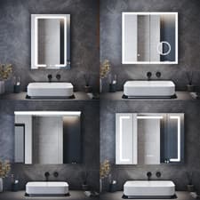 Image of White LED Bathroom Mirror Cabinet Shaver Socket Bluetooth Demister with Storage