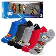 Image of DC Comics Boys Socks, 5 Pack Batman Superman No Show Invisible Socks