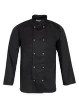 Image of CHEFS JACKET, NEW BLACK WITH STUD FASTENING, RESTAURANT, BANQUET, UNISEX, ,INS16