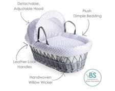 Image of Clair de Lune Dimple Grey Wicker Moses Basket