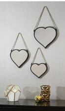 Image of Arthouse set of 3 heart hanging wall mirrors