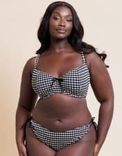 Image of Curvy Kate Balcony Bikini Top Scooped Holiday Check Womens Ladies Black Size D-K