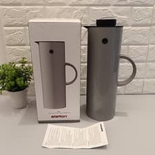 Image of Stelton EM77 Vacuum Jug 1 litre Flask Grey 2 Lids Drink Cold Hot Vintage New