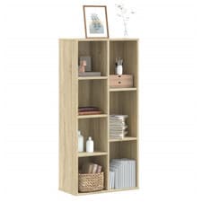 Image of Bookcase Sonoma Oak 50x25x105cm Engineered Wood 7-Shelf Slim Storage Unit Office