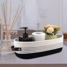 Image of Woven Basket with Handles, Simple Decorative Storage Basket, Organizer for