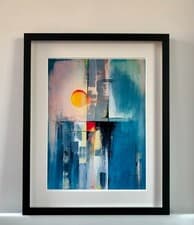Image of Giclee art print, Abstract painting, Contemporary artwork Mounted & FRAMED, New!