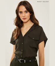 Image of MINT VELVET Size 18 khaki cap sleeve utility pocket shirt BNWOT