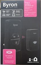 Image of Byron DBY-23452BS 100m Range Single Black Plug In Doorbell With Kinetic Energy