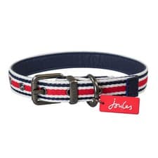 Image of Joules Designer Coastal Dog Collar or Matching Lead Red & Blue or Yellow & Blue