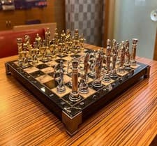 Image of Chess Set Handmade Mythology Wooden Board | Collector’s Gift | Decorative Piece