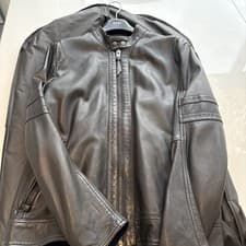 Image of Hugo Boss Black Leather Biker Jacket - Brand New