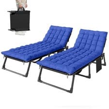 Image of Outsunny Folding Sun Loungers Set of 2, Oversized Camping Bed, Blue