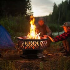 Image of Fire Pits with Mesh Poker Cover Hex Shaped Fire Pit Bowl for Outdoor/Garden/BBQ