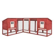 Image of Outdoor Rabbit Hutch with Run Red and White Solid Fir Wood