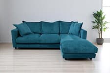 Image of SWOON Aurora RHF Corner Sofa in Kingfisher Easy Velvet BRAND NEW (1879)