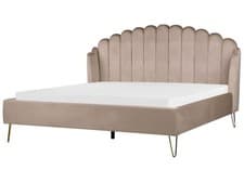 Image of Velvet EU Super King Size Bed Taupe AMBILLOU