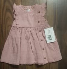 Image of Mamas and Papas Dusky Pink Baby Summer Dress. Age 0-3mths NEW With TAGS